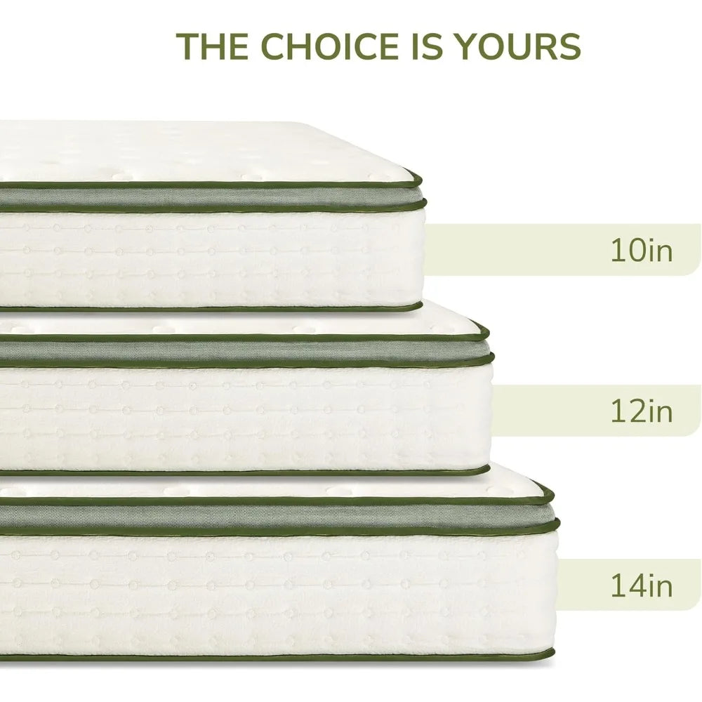 Queen Mattress,  Inch Innerspring Queen Size Hybrid Mattress with Individually Pocket Innerspring for Cool Motion Isolation &