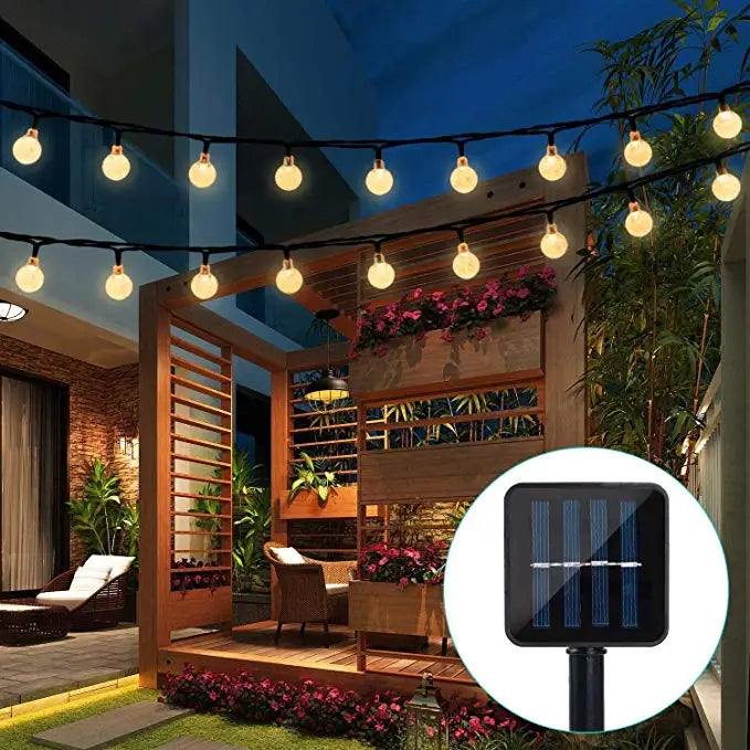 Solar Crystal Ball String Lights â€“ 4 Colors, 8 Modes Outdoor Garden & Balcony Accent | Eco-Friendly LED Decor | Trufairs