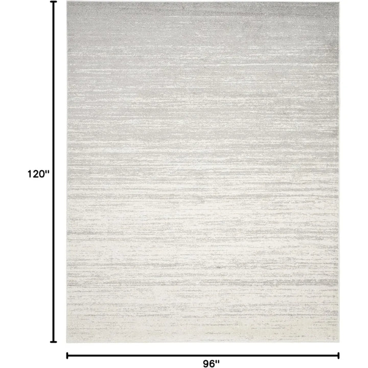 Large 8x10 Modern Ombre Rug - Ivory and Silver, Non-Shedding, Easy to Clean