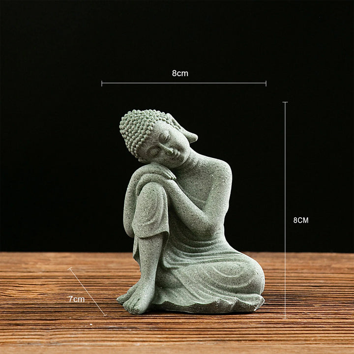 Green Sandstone Statue – Zen Buddhist Sculpture for Home & Meditation Room Décor | Trufairs