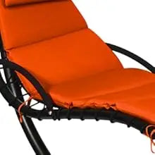 Hanging Chaise Lounger Chair, Arc Stand Porch Swing Chair W/Canopy, Cushion Built-in Pillow, Freestanding Swing Hammock Chair