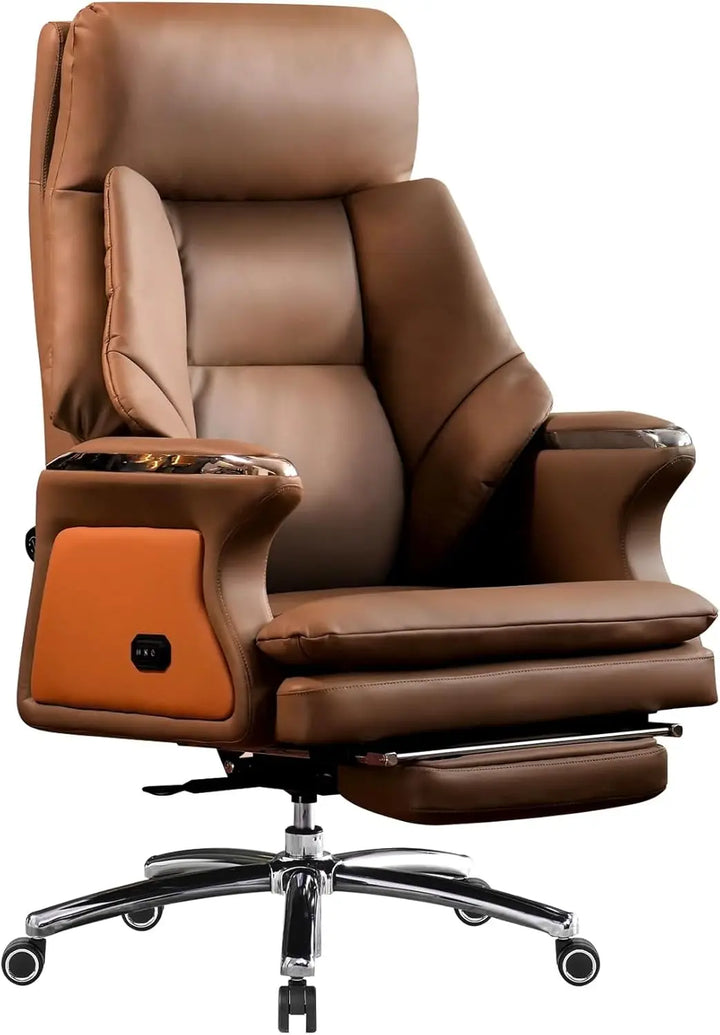 Winston Heated Massage Office Chair with Ventilation, Ergonomic Reclining Leather Executive Chair with Adjustable