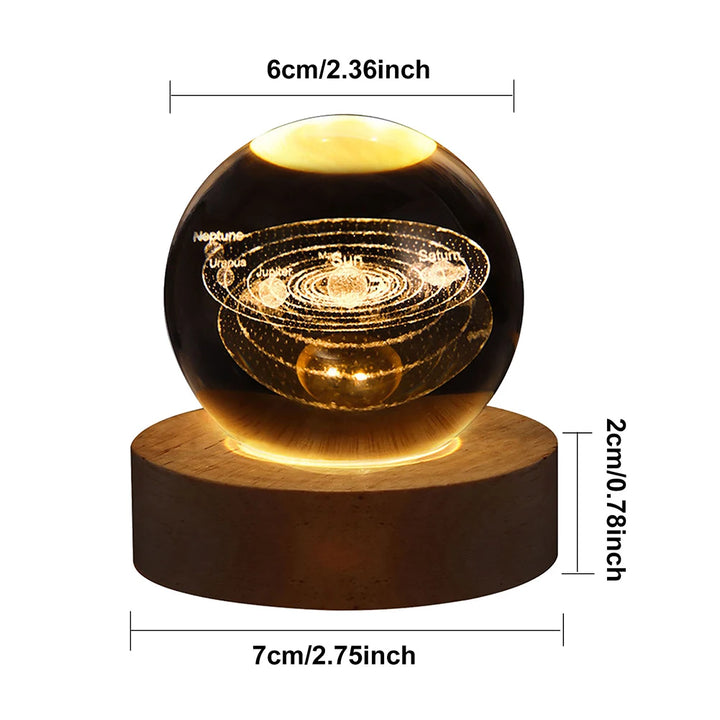USB LED Night Light Galaxy Crystal Ball 3D Moon Planet Table Lamp Decor Bedroom Atmosphere Lamp for Birthday Kids Xmas Gifts