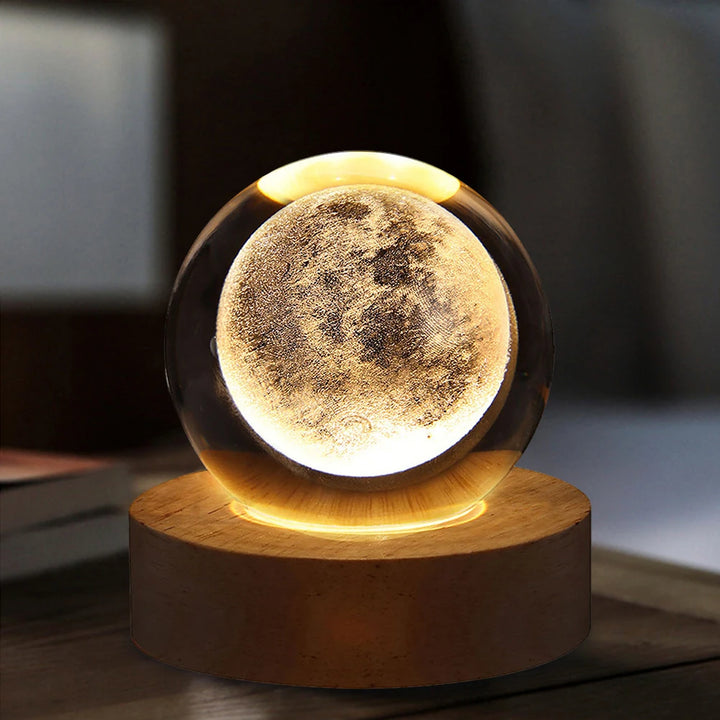 USB LED Night Light Galaxy Crystal Ball 3D Moon Planet Table Lamp Decor Bedroom Atmosphere Lamp for Birthday Kids Xmas Gifts