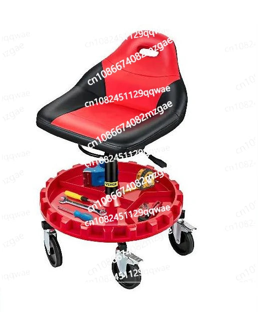 Rolling Garage Stool 300LBS Capacity 21"-26" Adjustable Height Range Mechanic Seat with Swivel Casters and Tool Tray