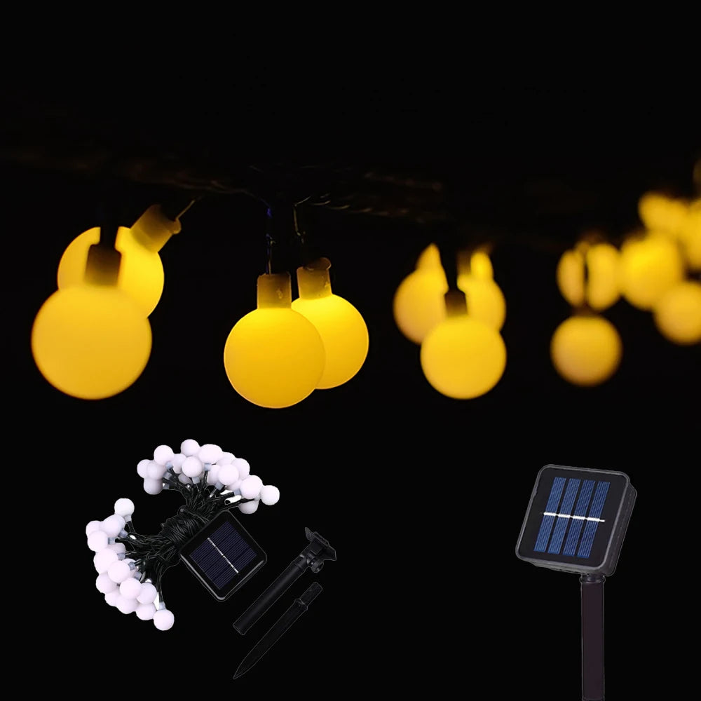 Solar Crystal Ball String Lights â€“ 4 Colors, 8 Modes Outdoor Garden & Balcony Accent | Eco-Friendly LED Decor | Trufairs