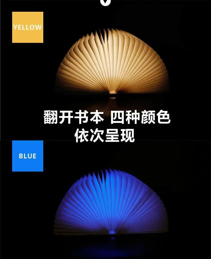 3D Book Light LED Night Light Folding Exquisite Gift USB Recharge Wooden Decor Bedroom Desk Table Lamp for Kid Brithday Gift