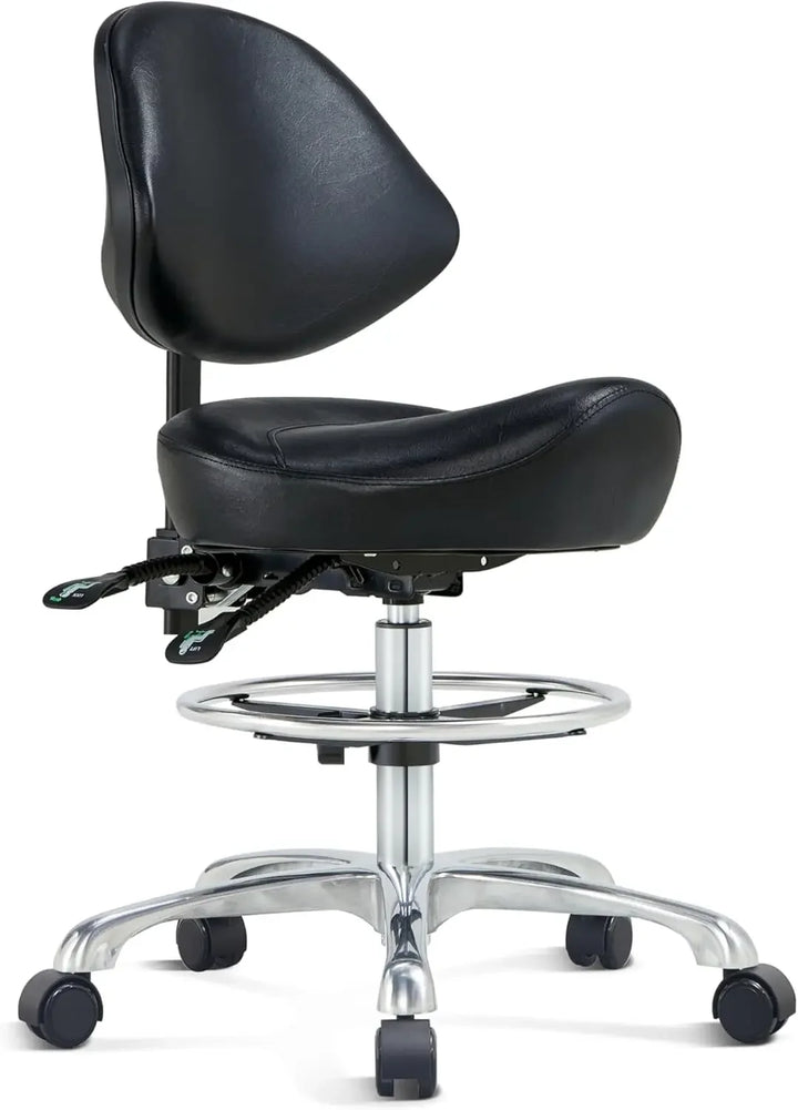 Saddle Chair Rolling Saddle Stool with Back Support Esthetician Chair Ergonomic Saddle Chair for Dental Hygienist Medical Salon