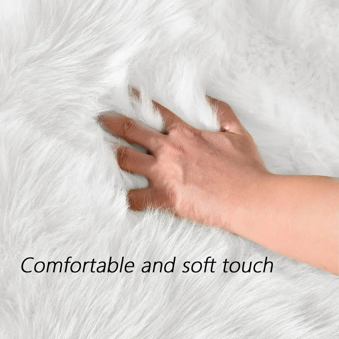 White Faux Fur Rug 8x10, Faux Fur Sheepskin Rug for Living Room, Fluffy Washable Fuzzy Rugs Carpet for Bedroom