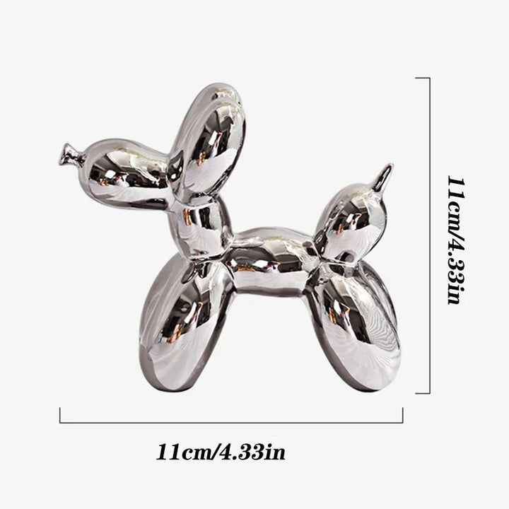 11cm/4.3inch Creative Balloon Dog Abstract Ceramic Ornament Sculpture Figurine Statue Home Office Decoration Gift