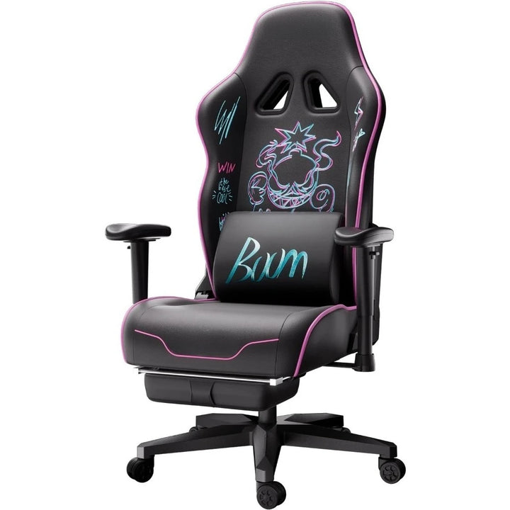 Gaming Chair,Ergonomic Wingless Cushion Computer Chair,PU Leather Racing Style Office Chair with Lumbar Support Pillow