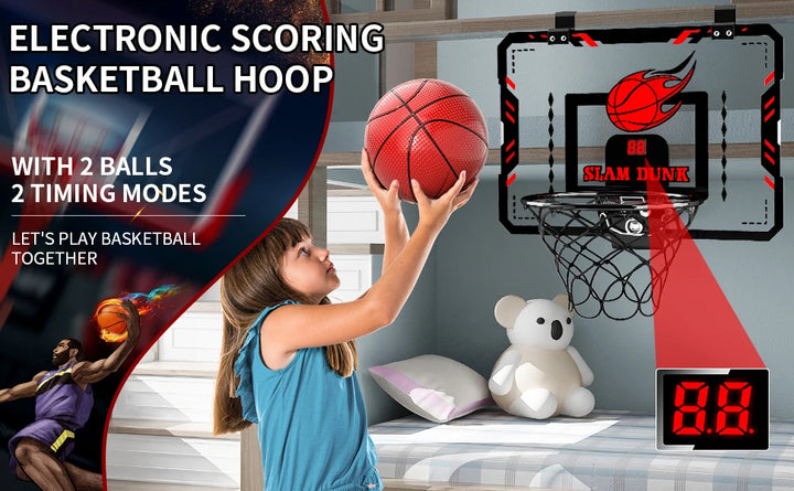 Indoor Basketball Hoop Kids Toys Room Mini Basketball Ball Hoop Sets With Electronic Scoreboard Sport Toys Boys Birthday Gifts