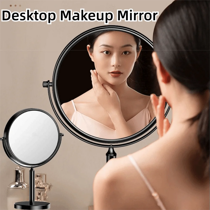 Double Sided Desktop Makeup Mirror 360 Rotating Waterproof Magnifying Cosmetic Mirror Round Free Standing Swivel Vanity Mirror