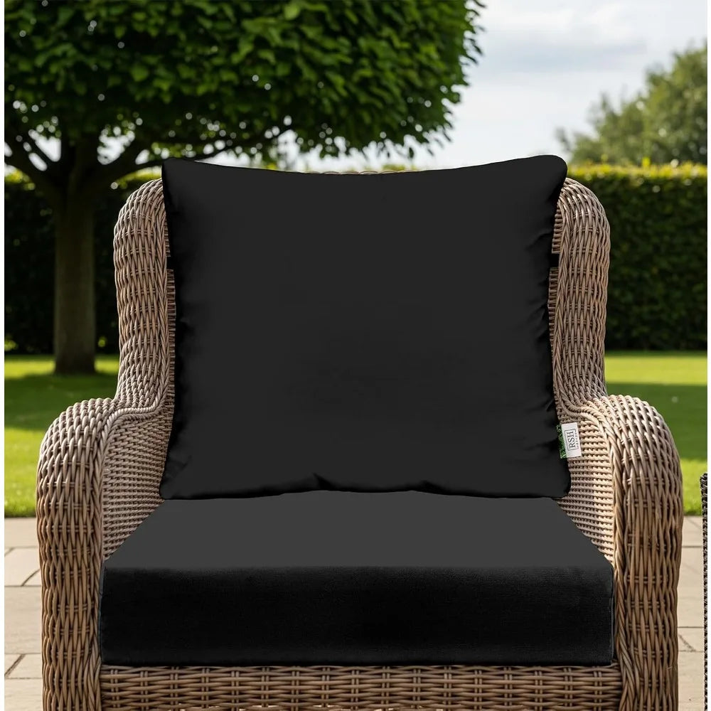 Deep Seating Cushion with Pillow Back  24” x 27” Seat  All-Weather Spun Fabric  Water and Fade-Resistant  Outdoor Chair