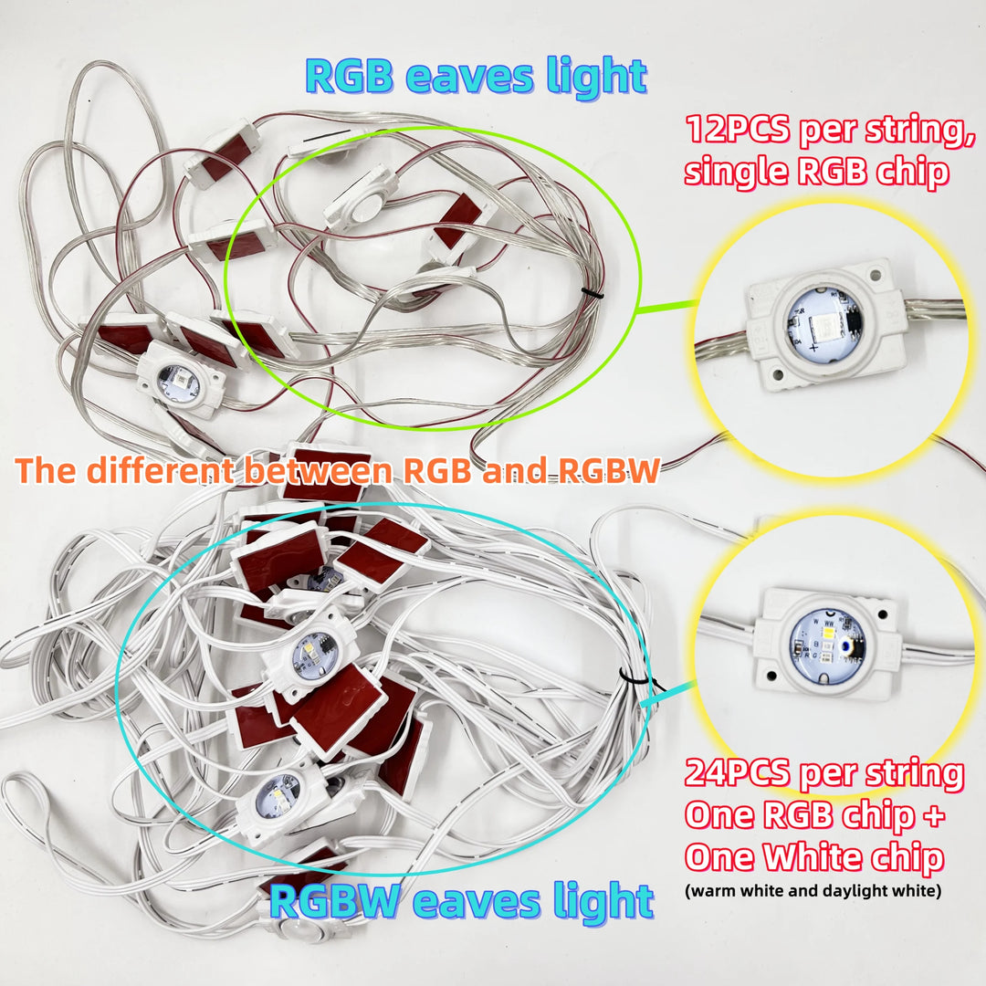 108FT Smart RGBW LED Permanent Outdoor Eave Lights IP67 Waterproof 72LEDs with App/Remote Control for Christmas Holiday Decor