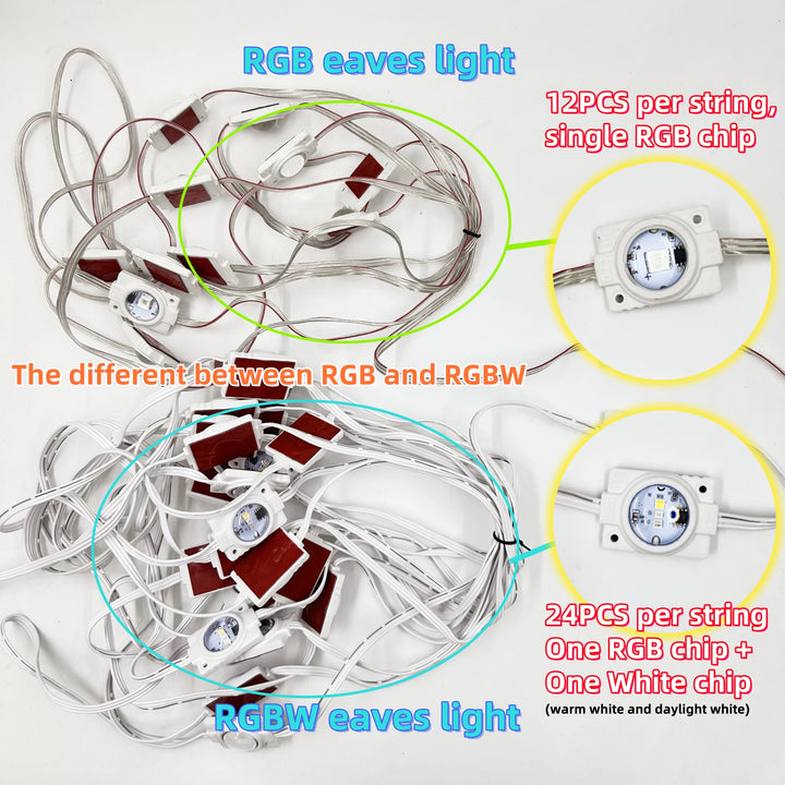 108FT Smart RGBW LED Permanent Outdoor Eave Lights IP67 Waterproof 72LEDs with App/Remote Control for Christmas Holiday Decor