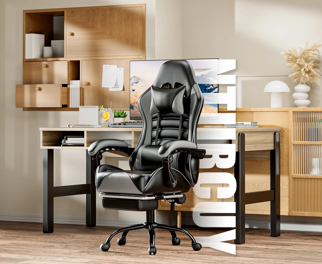 Ergonomic Gaming Chair with Footrest, Racing Style Video Game Chair for Adults, Reclining Gamer Chair Office Chair