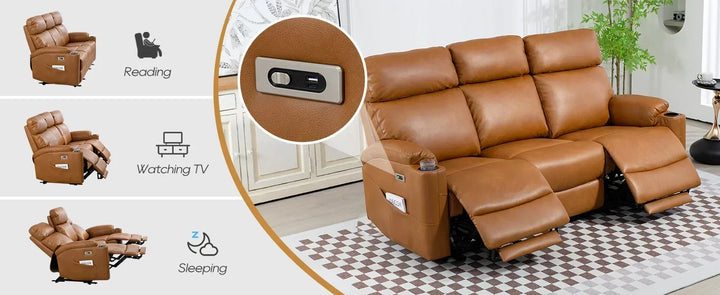 RPD4-3 seater recliner. PU leather recliner sofa. Home Theater Seating with flipped middle backrest. R