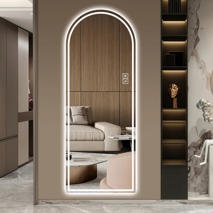 65" x 21" Arch Design LED Full Length Mirror ,Dimmable,  High Definition & Explosion-Proof, Full-Length Standing or Wall