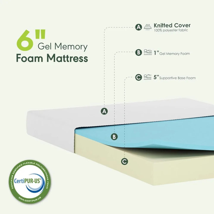 Mattresses, Full Queen King Cooling Gel Memory Foam Mattress for Bedroom Furniture, Mattresses
