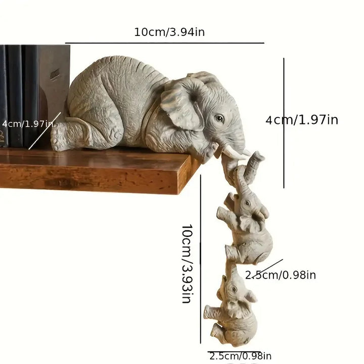 3Pcs/set Cute Elephant Figurines Elephant Holding Baby Elephant Resin Crafts Desktop Decoration Ornaments Crafts Figurines