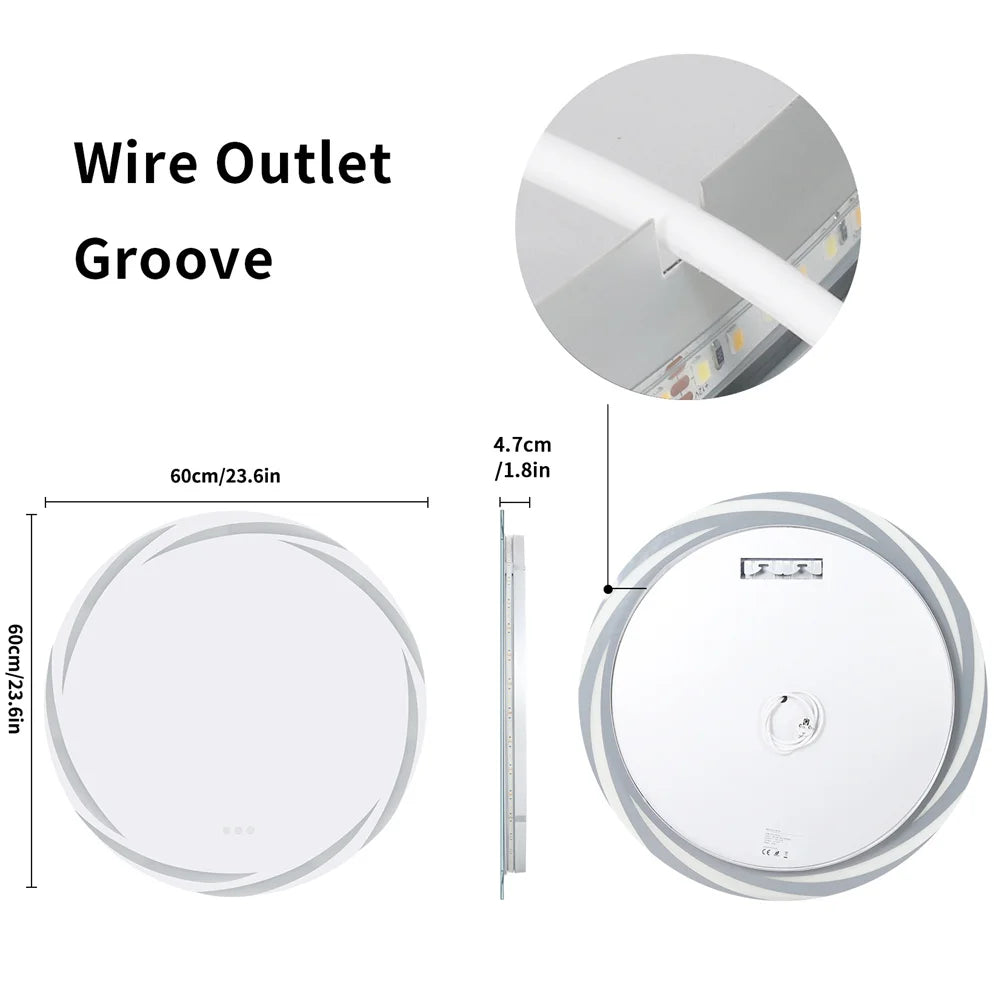 80 cm Round LED Backlit Bathroom Vanity Mirror – Anti-Fog, Touch Sensor | Trufairs