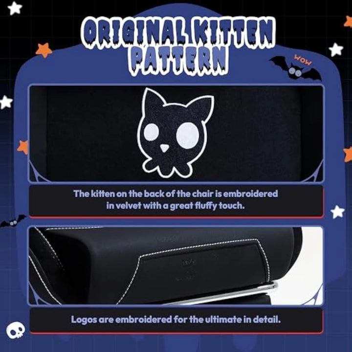 Gaming Chair Cute with Cat Ears and Massage Lumbar Support, Ergonomic Computer Chairs with Footrest and Headrest, Gaming Chair