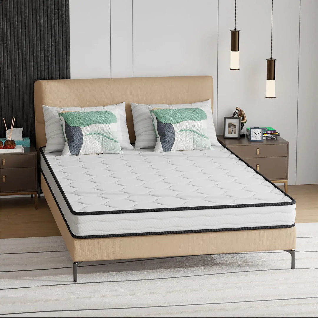 6 Inch Hybrid Mattress with Innerspring and Foam/Fiberglass Free/Medium Firm Spring Mattress/Full Size Mattress in a Box/CertiPU