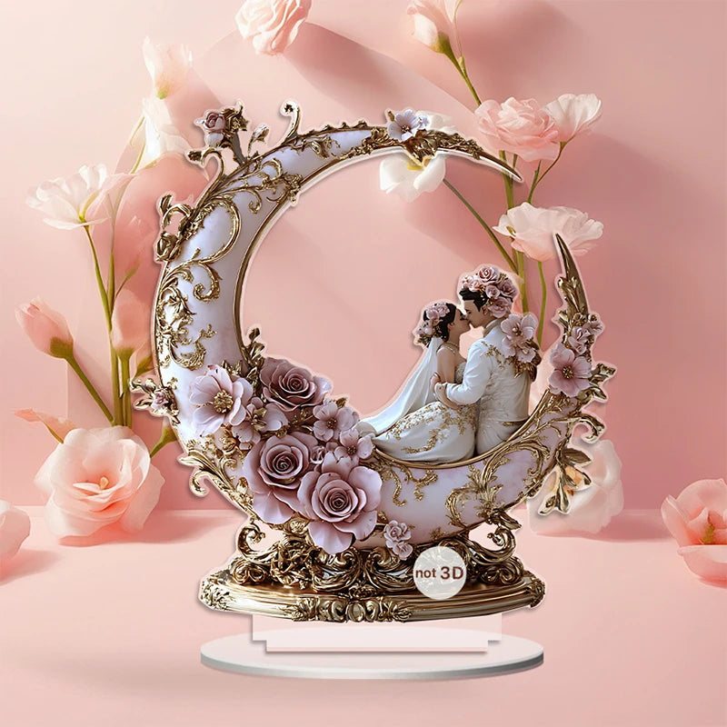 Elegant Wedding Couple Figurines for Tabletop Decor Office Desk TV Cabinet or Desktop Ornament Display