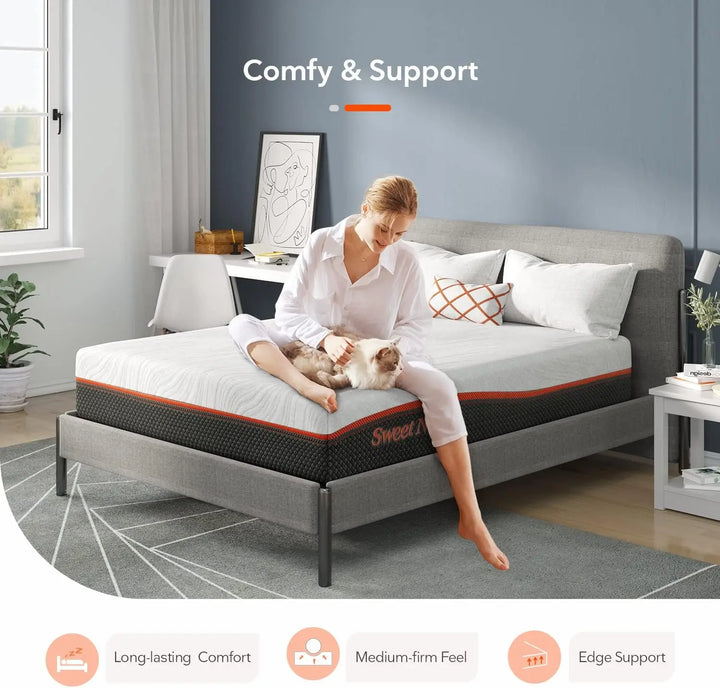 Queen Mattress 12 Inch Memory Foam Hybrid Mattress in a Box Innerspring Mattress for Soundly Sleep Queen Mattress