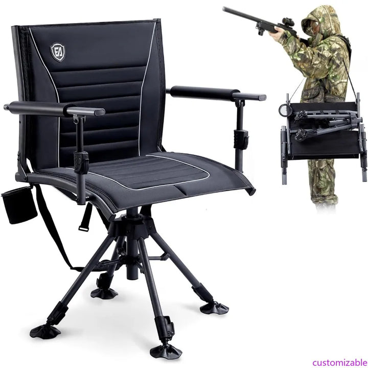 Customizable 360° Silent Swivel Hunting Chair for Blinds, Adjustable Folding Hunting Seats for Outdoor Activities, Fishing, Supp