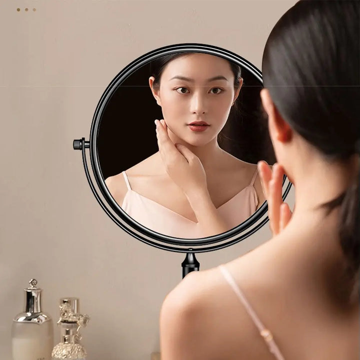 Double Sided Desktop Makeup Mirror 360 Rotating Waterproof Magnifying Cosmetic Mirror Round Free Standing Swivel Vanity Mirror