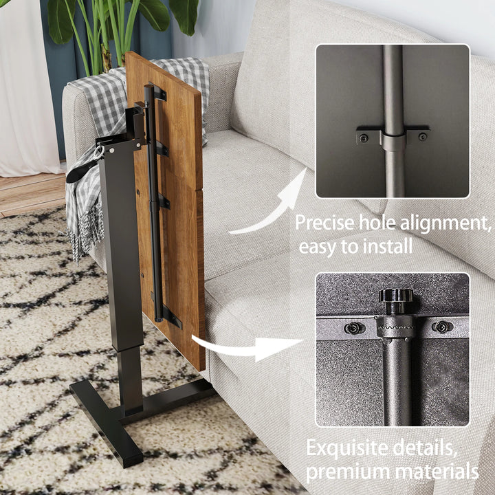 Adjustable Overbed Table Bedside desk Laptop Table with Hidden Rolling Wheels