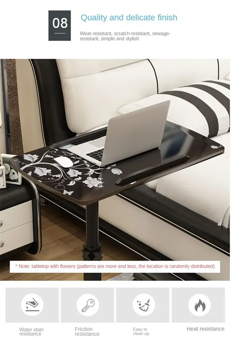 Creative Foldable Computer Desks Living Room Sofa Lazy Bed Office Desk with Wheels Lifting Bedside Table European Home Furniture