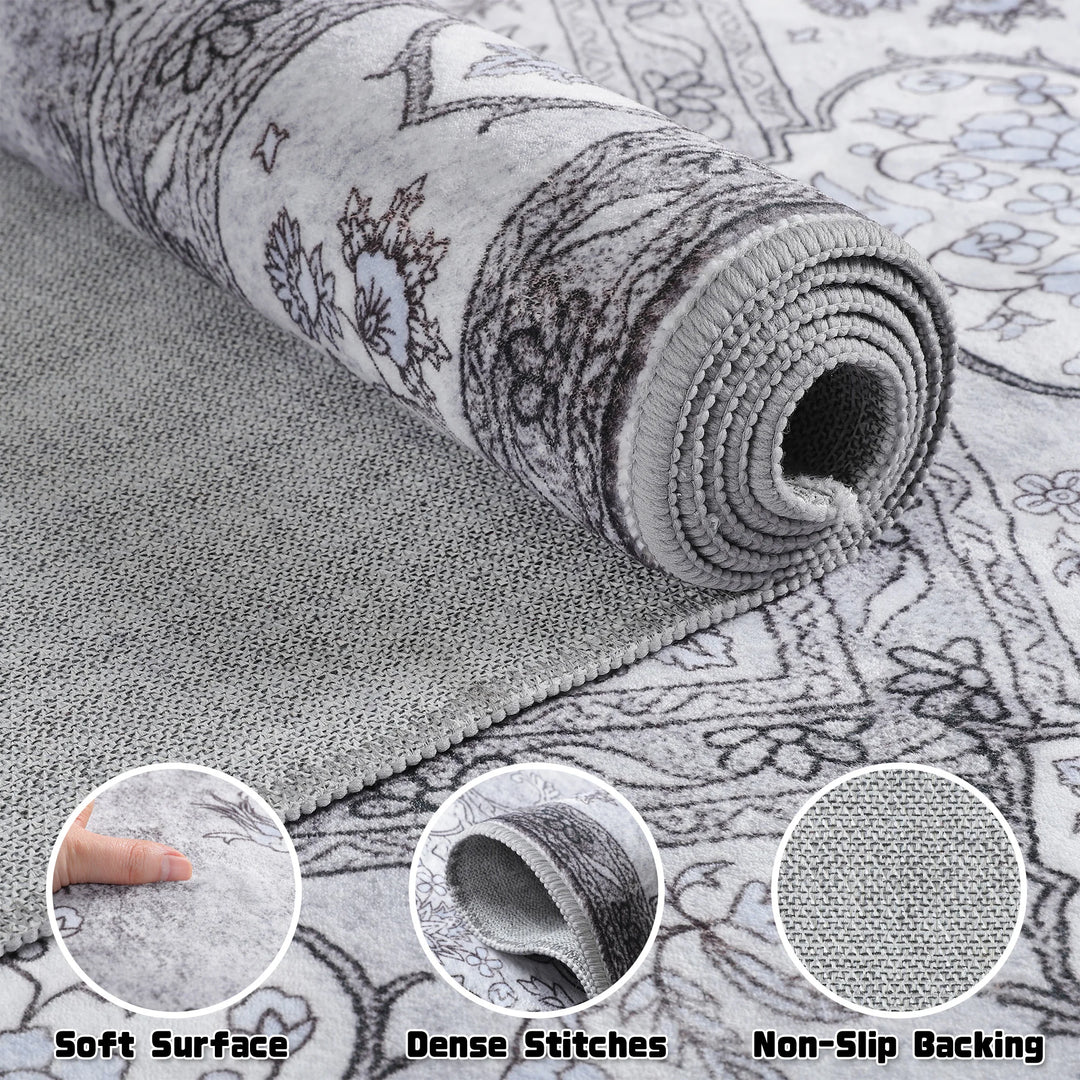 Area Rugs for Living Room Elegant Floral Traditional Faux Wool Area Rug