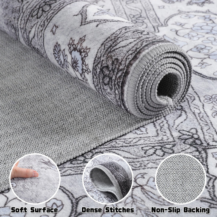 Area Rugs for Living Room Elegant Floral Traditional Faux Wool Area Rug