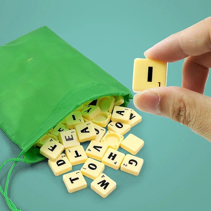2-4 People English Spelling Solitaire Box Alphabet Chess Educational Toys Travel English Alphabet Scrabble Puzzle Board Game