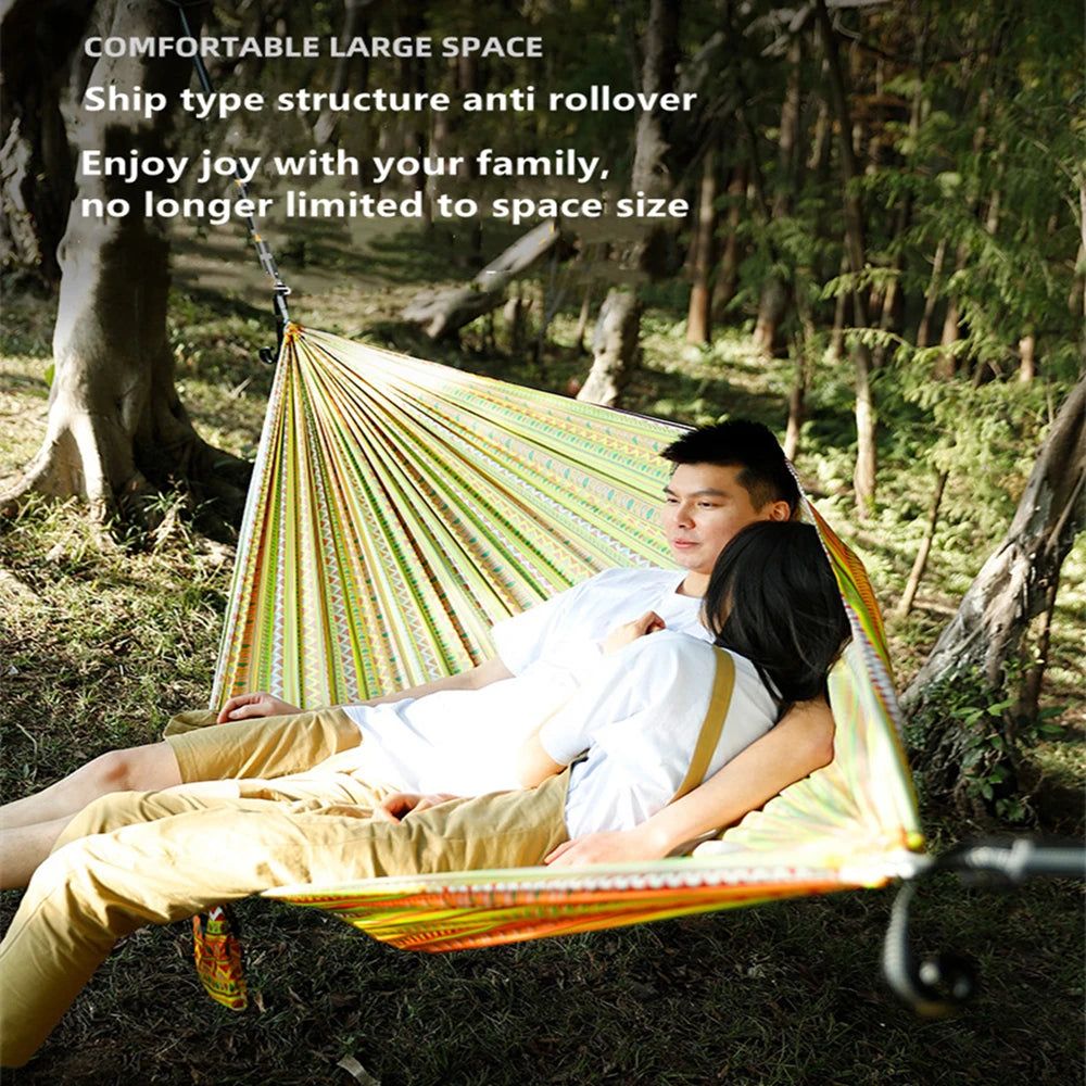 Portable Outdoor Garden Hammocks Quick Open Parachute Cloth Double Travel Camping Sleeping Hanging Hammock Swing Nature Hike