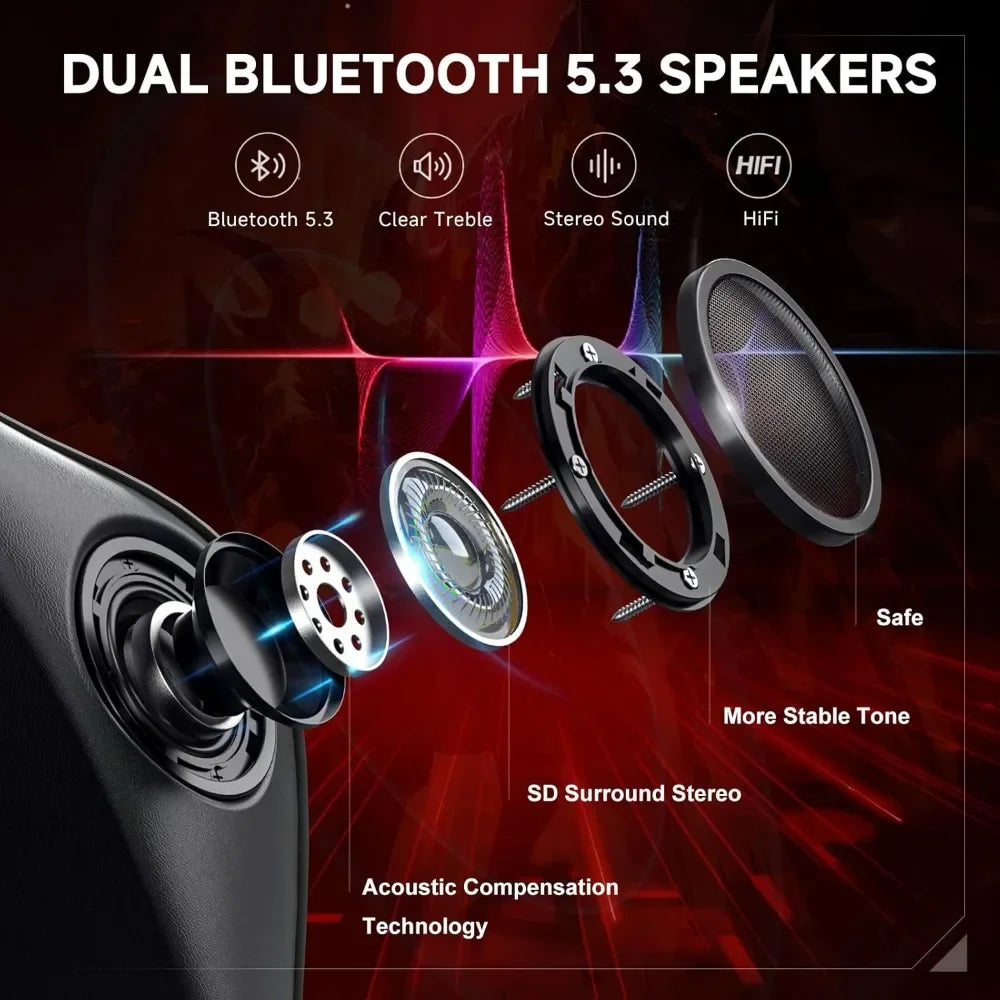 Gaming Chair with Bluetooth Speakers & Footrest, Ergonomic Gamer Chair with Reclining Backrest, 3D Armrests, Adjustable Seat He