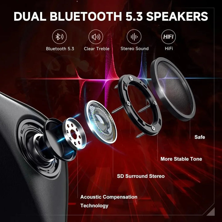 Gaming Chair with Bluetooth Speakers & Footrest, Ergonomic Gamer Chair with Reclining Backrest, 3D Armrests, Adjustable Seat He