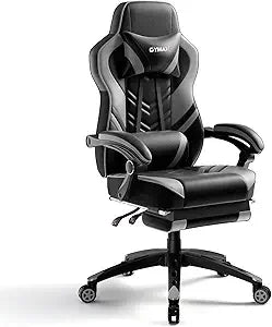 Gaming Chair Video Game Chair with Footrest and Lumbar Support Racing Style PU Leather Computer Chair Ergonomic Adjustable Swiv