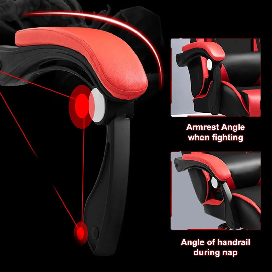 Gaming Chair, Massage Gaming Chair with Compatible Speakers and RGB LED Lights, Ergonomic Computer Gaming Chair  Black & Red