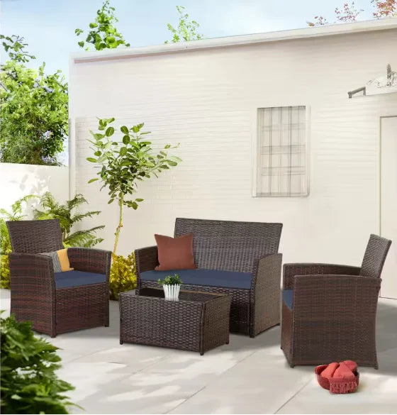 Patio Furniture Set with Cushions, Chairs,Sofa and Tea Table, make sure you are feeling fine on a nice summer day