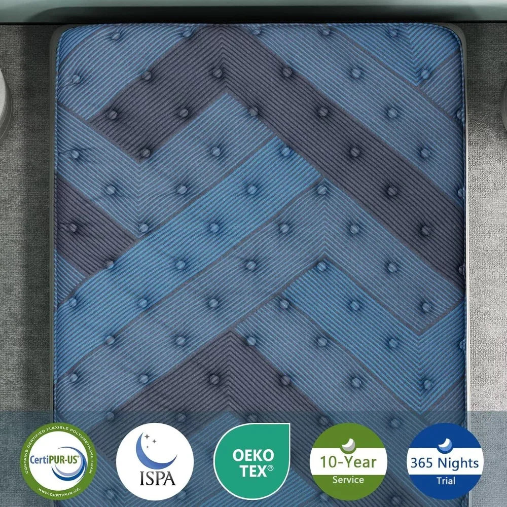 12 Inch Hybrid King Mattress in a Box, Upgrade Durable Individual Pocket Springs, Medium Firm Lumber Support