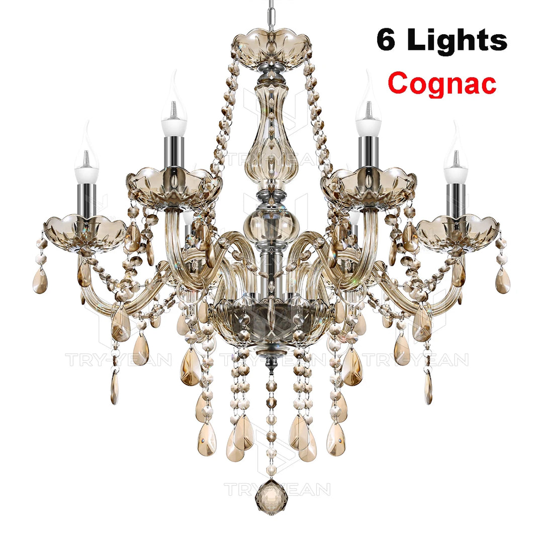 Classic 6 Lights Tassels Chandelier 6 Arms Crystal Lustre Light Modern Ceiling Light Lamp Lighting For Living Room Dining Room
