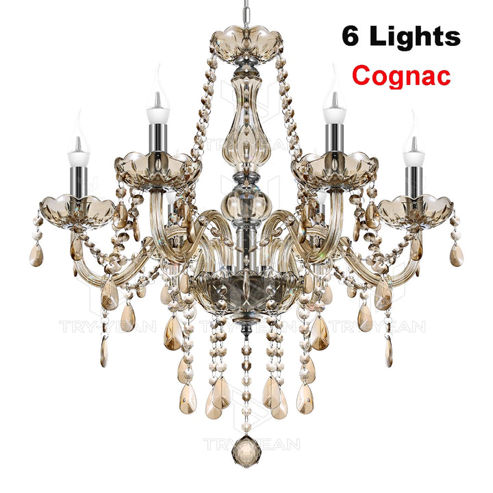 Classic 6 Lights Tassels Chandelier 6 Arms Crystal Lustre Light Modern Ceiling Light Lamp Lighting For Living Room Dining Room