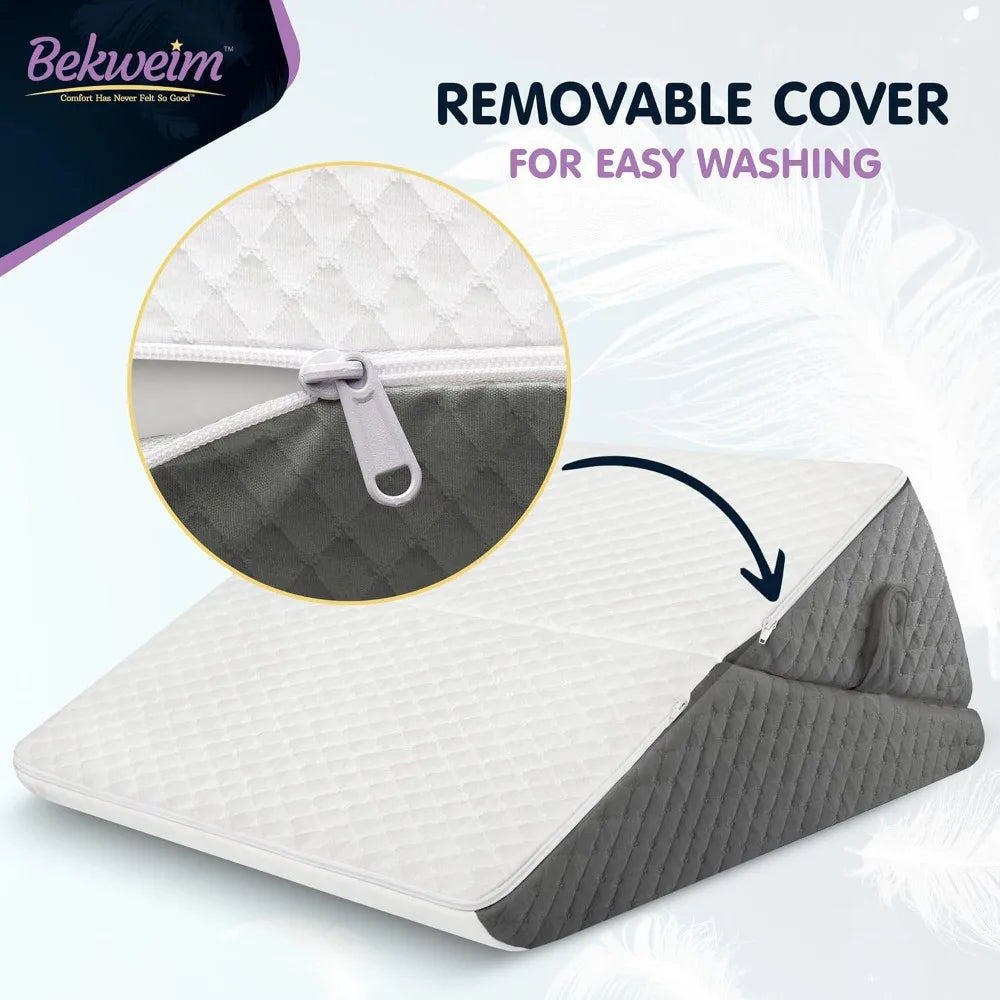 Adjustable Bed Wedge Pillow for Sleeping - Wedge Pillow for Sleep Apnea, Gerd, Acid Reflux Relief, Post Surgery - Foam Pillow