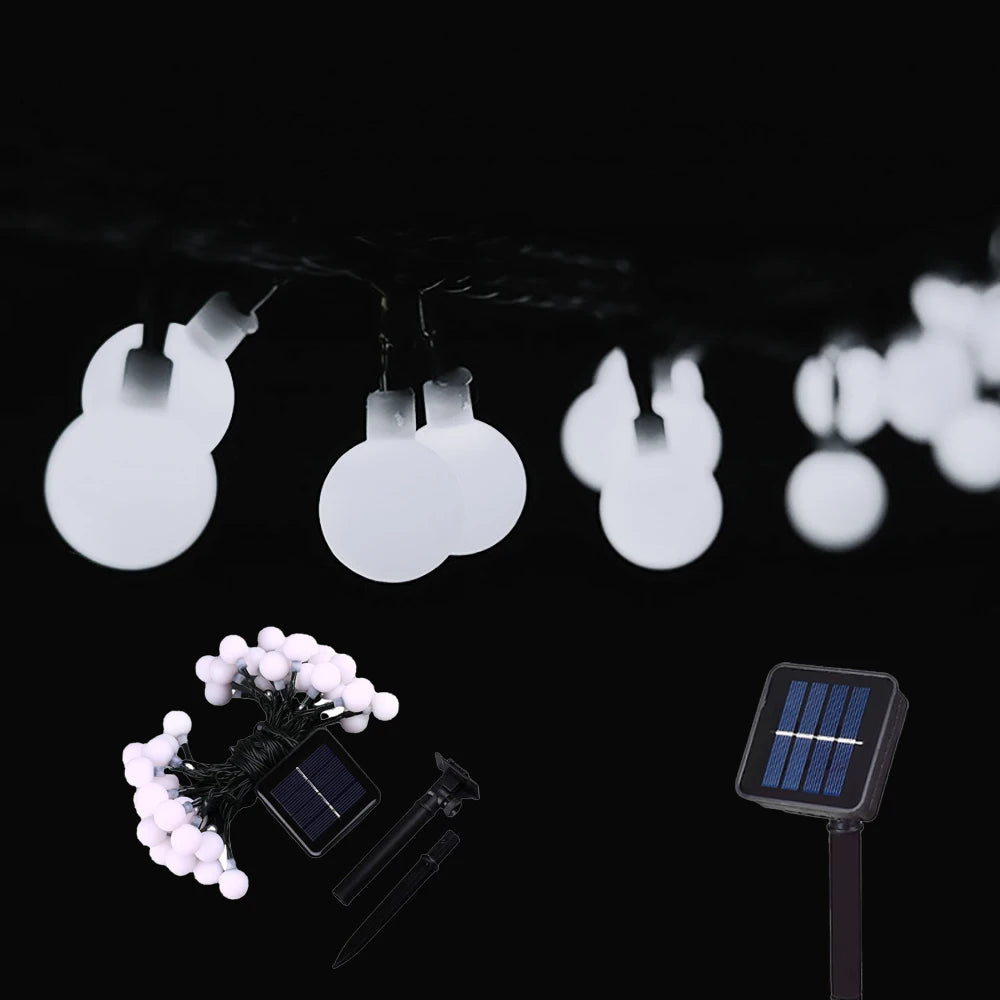 Solar Crystal Ball String Lights â€“ 4 Colors, 8 Modes Outdoor Garden & Balcony Accent | Eco-Friendly LED Decor | Trufairs