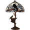 L10968 Raven Sitting on Bare Tree Branch in Full Moon Night Tiffany Style Stained Glass Table Lamp for Home Decor (Dark Bl
