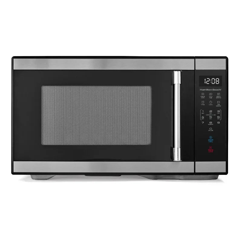 Hamilton Beach 1.1 Cu ft Countertop Microwave Oven, White and Stainless Steel